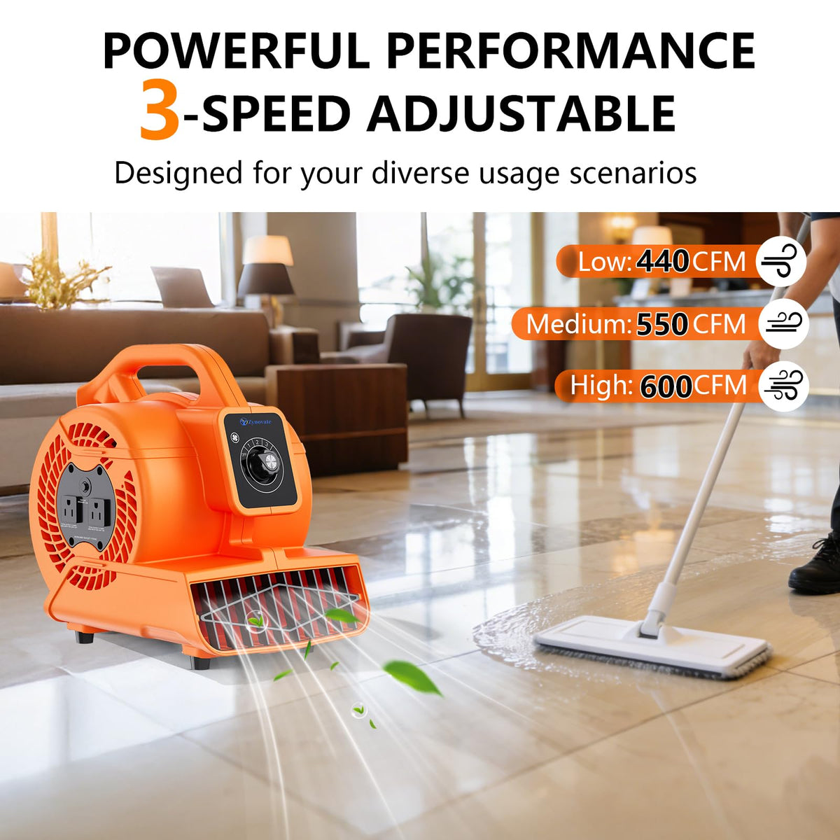 1/6 HP 600 CFM Portable Air Mover Blower Fan B7645