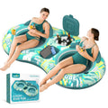 5-in-1 Pool Floats 2 Person River Tube with Backrests Built-in Cooler K29943
