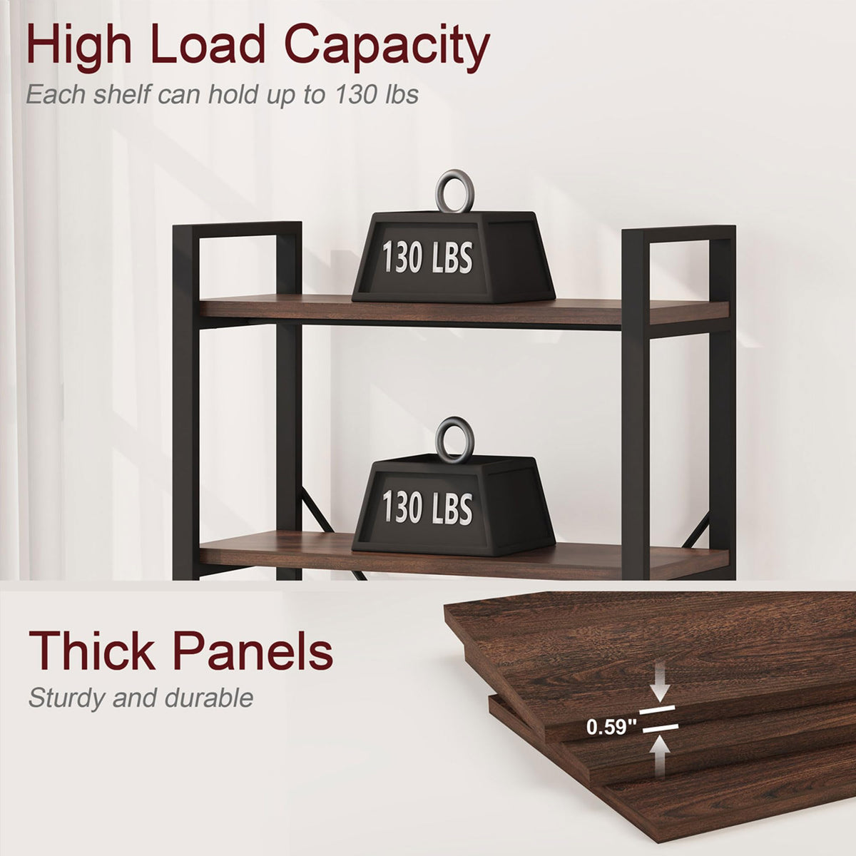 5 Tier Wood and Metal Bookshelf R8008