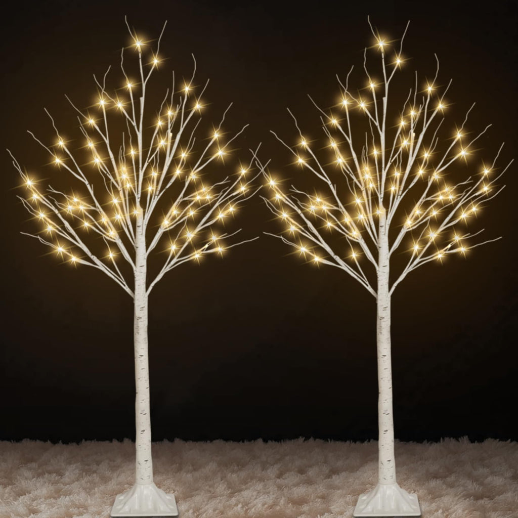 2 Pack 4FT Lighted Birch Trees J70868