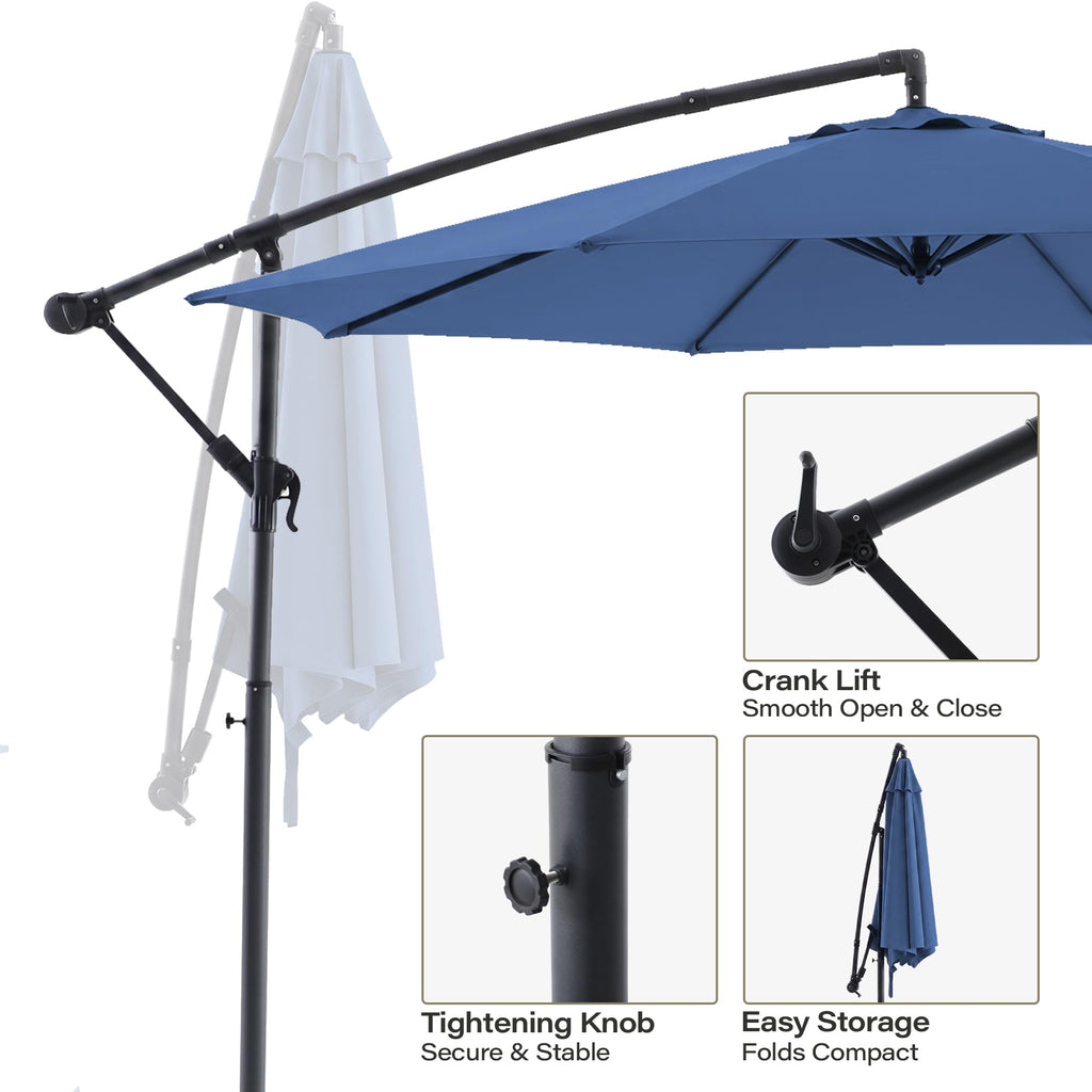 10ft Navy Blue Offset Cantilever Patio Umbrella Z5259