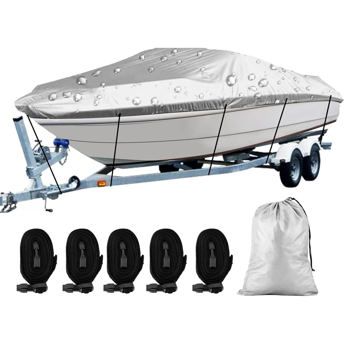 14-16 Ft Trailerable Waterproof Boat Cover D386
