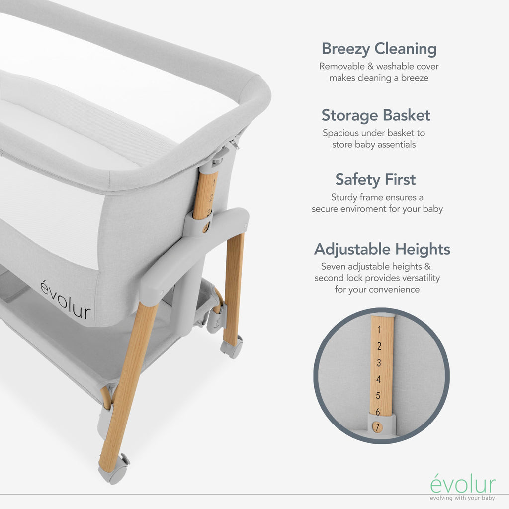 Portable Bassinet with Wheels and Storage Basket P674228