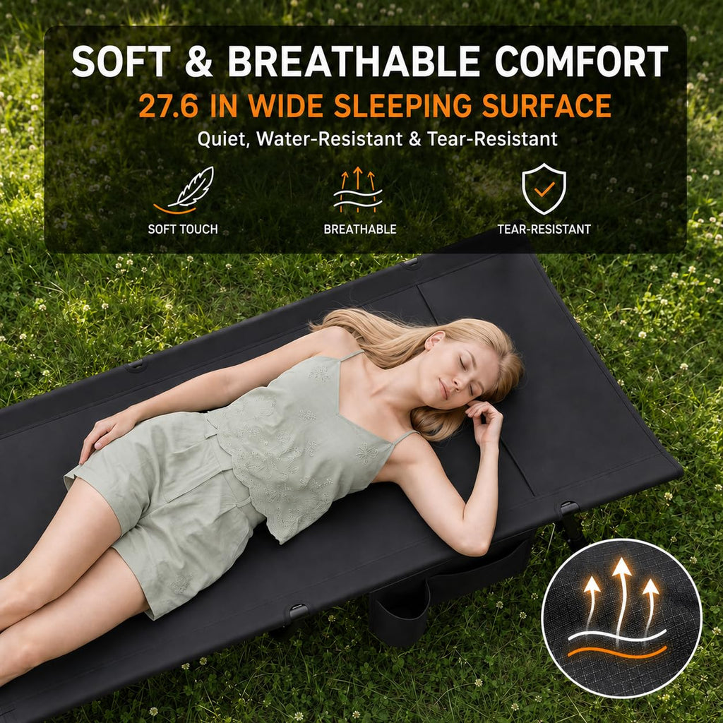 Portable Camping Cot with Pillow Pocket R16449