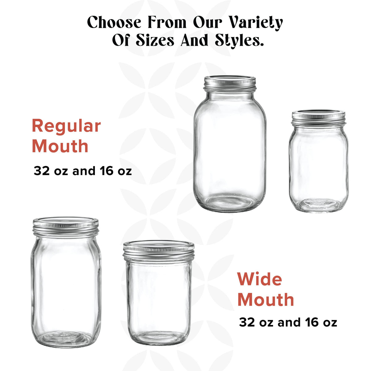 16 oz Wide-Mouth Glass Mason Jars with Airtight Lids, 6 Pack T61067