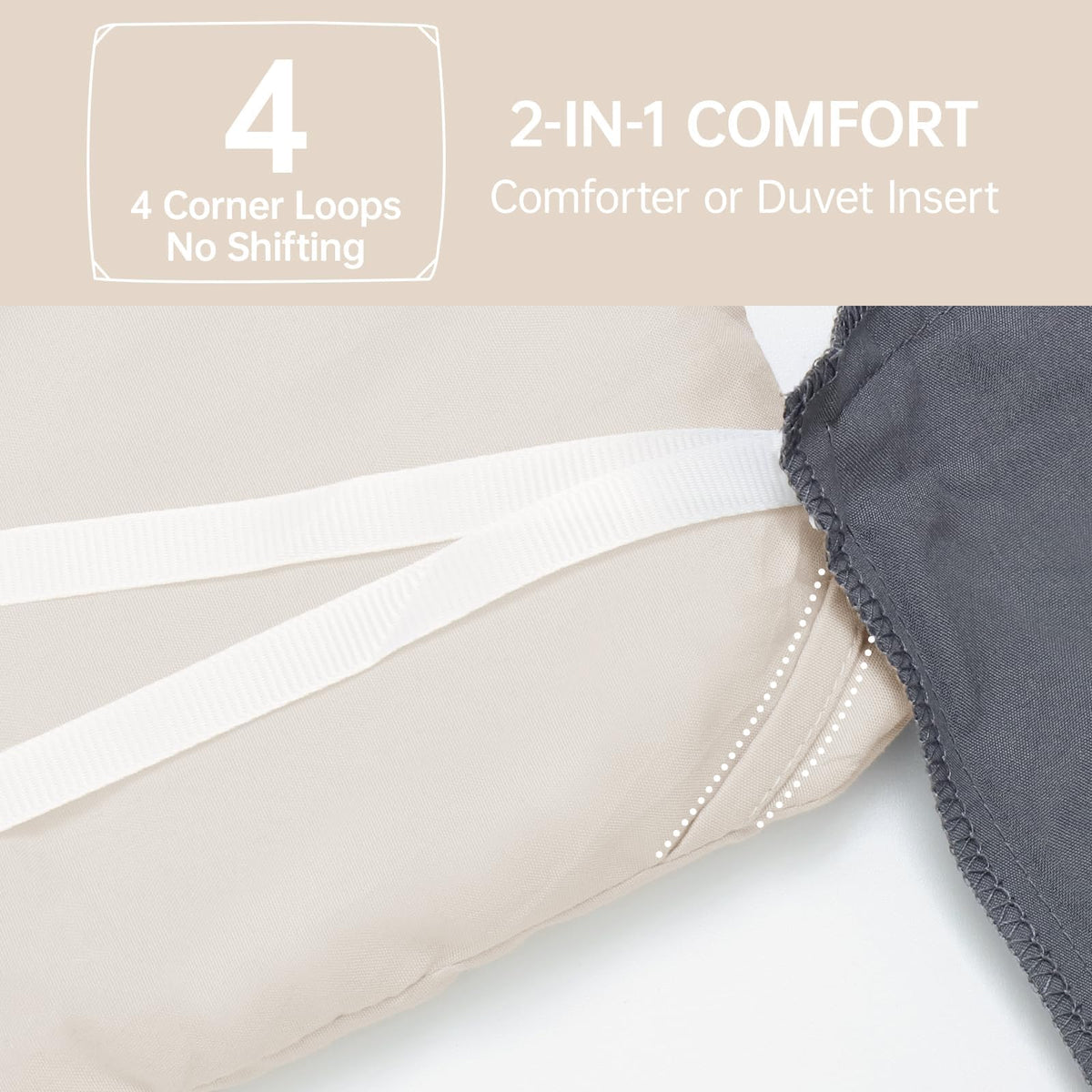Beige King Size 3 Piece Comforter Set Y76263