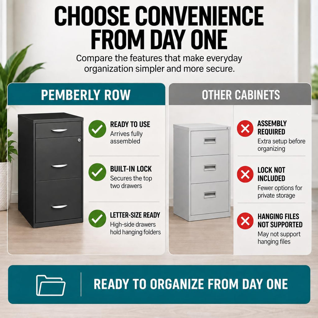 Charcoal Metal 3 Drawer Vertical Filing Cabinet V307595