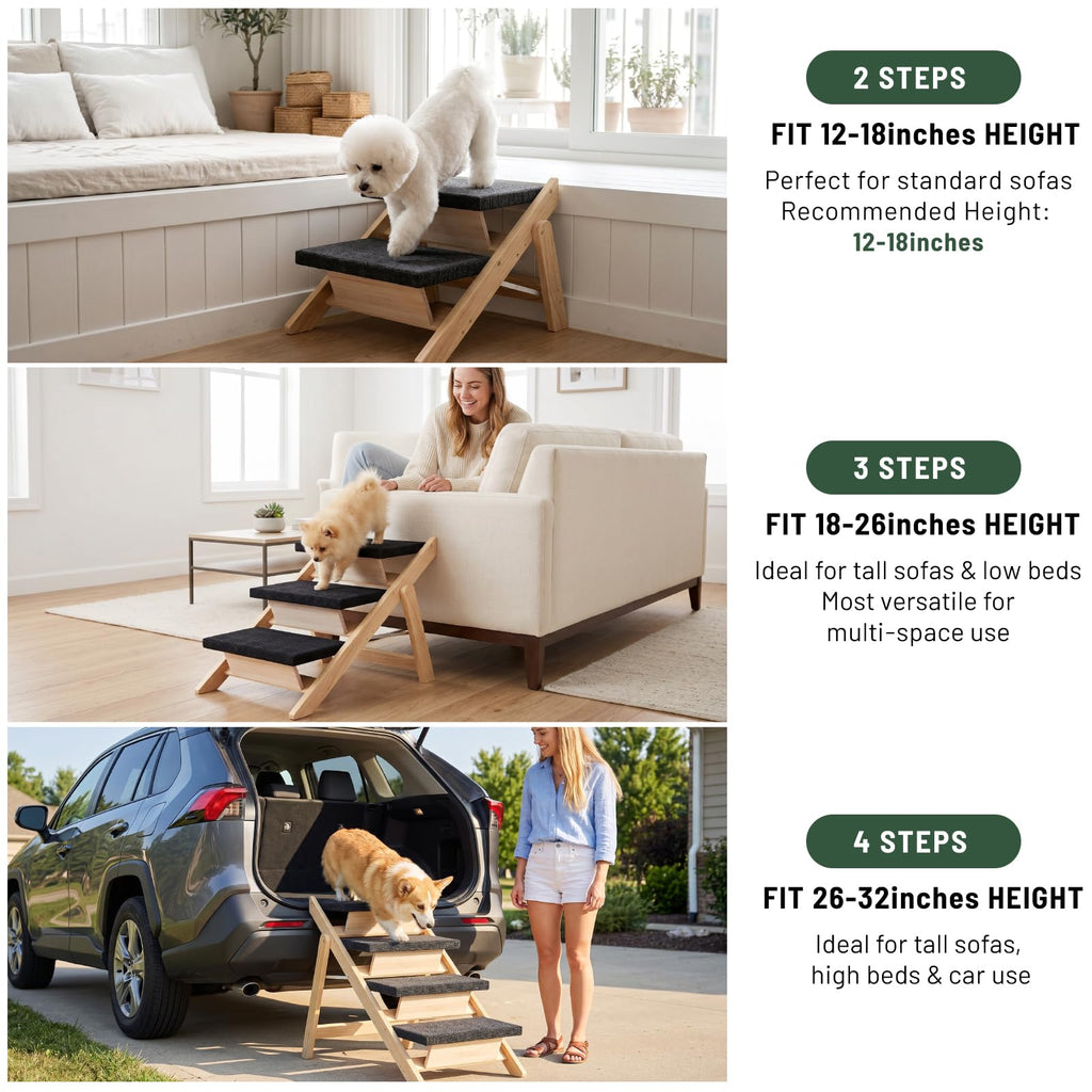 Wooden 2-in-1 Foldable Pet Stairs & Ramp Z869