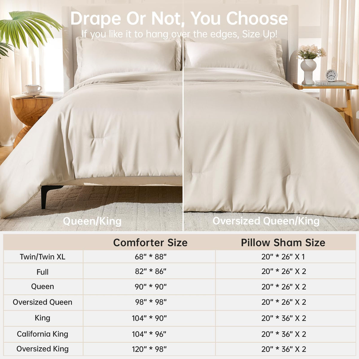 Beige King Size 3 Piece Comforter Set Y76263