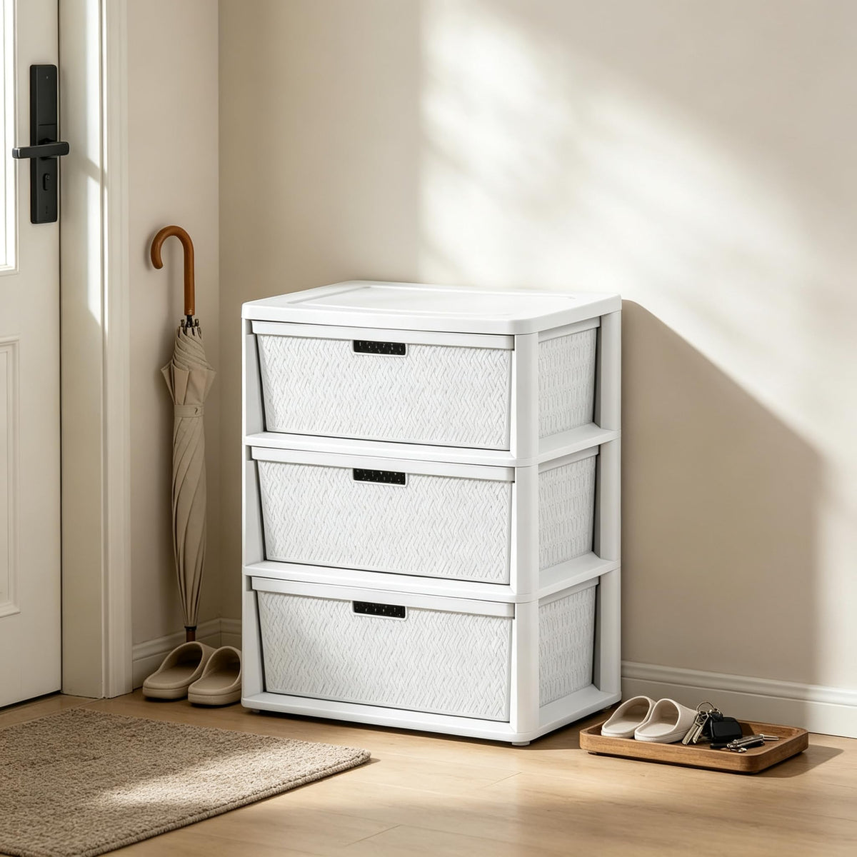 White 3 Drawer Storage Tower Y5014