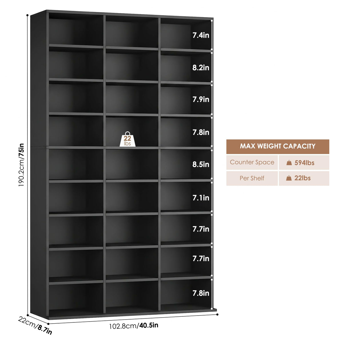 75'' H Black 27 Cube Bookshelf Z539276