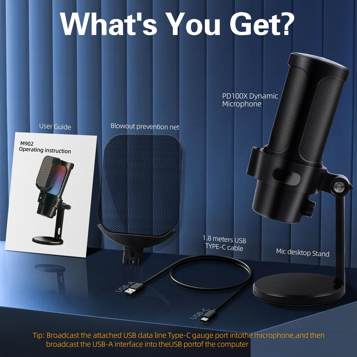 USB Condenser Microphone with Quick Mute, Pop Filter, Shock Mount E879660