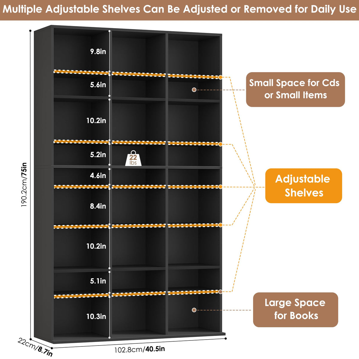 75'' H Black 27 Cube Bookshelf Z539276