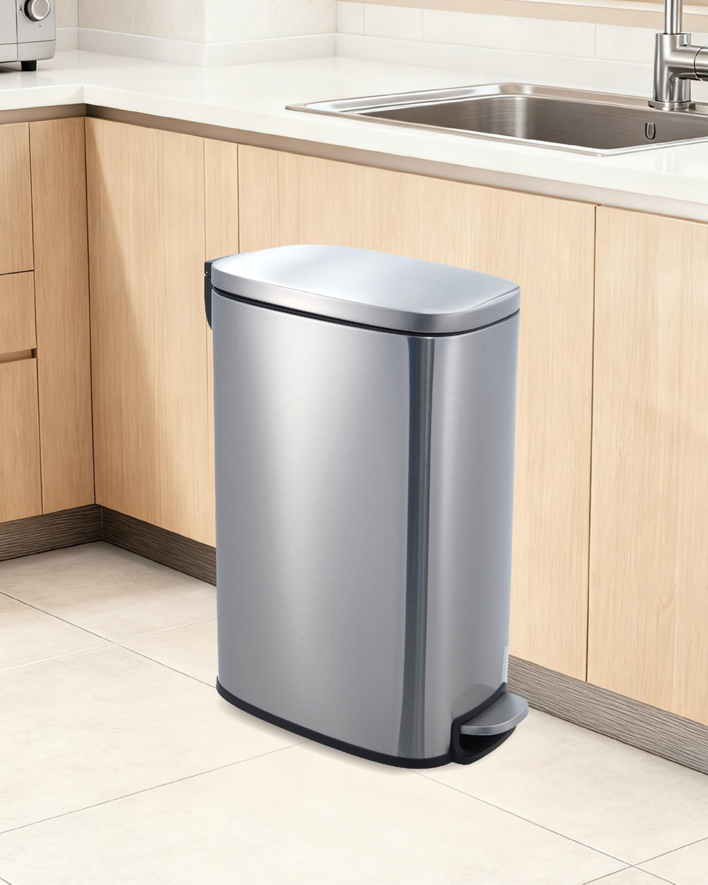 Stainless Steel Vertical Arc Trash Can 50L G33037
