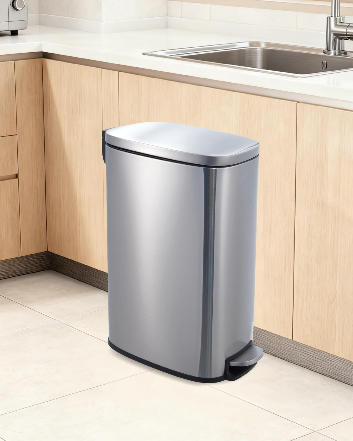 Stainless Steel Vertical Arc Trash Can 50L G33037