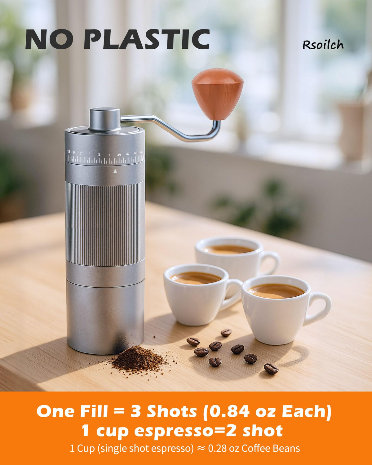 Manual Stainless Steel Conical Burr Coffee Grinder N50897
