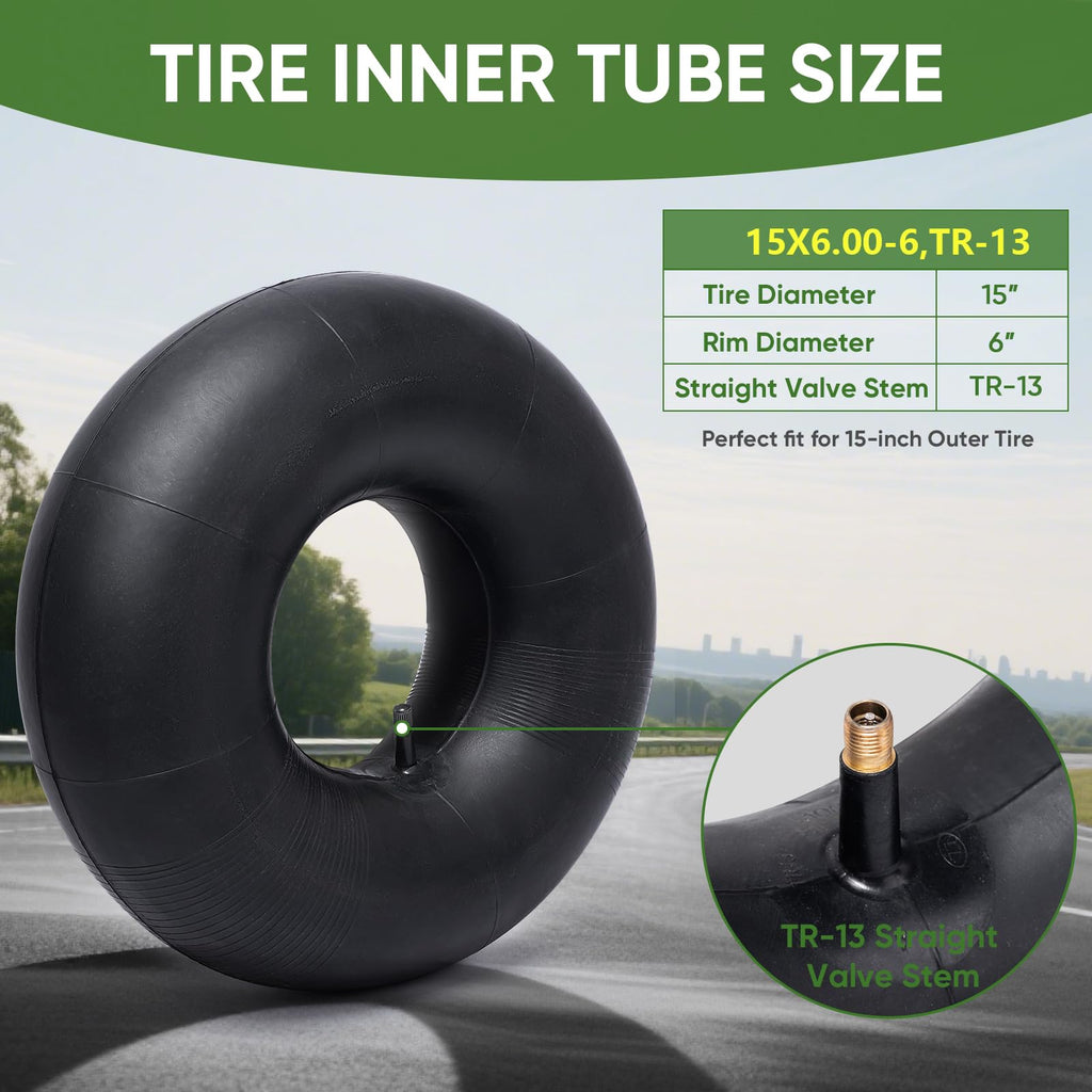 15x6.00-6 Lawn Mower Tires Inner Tube, 2 Pack H992