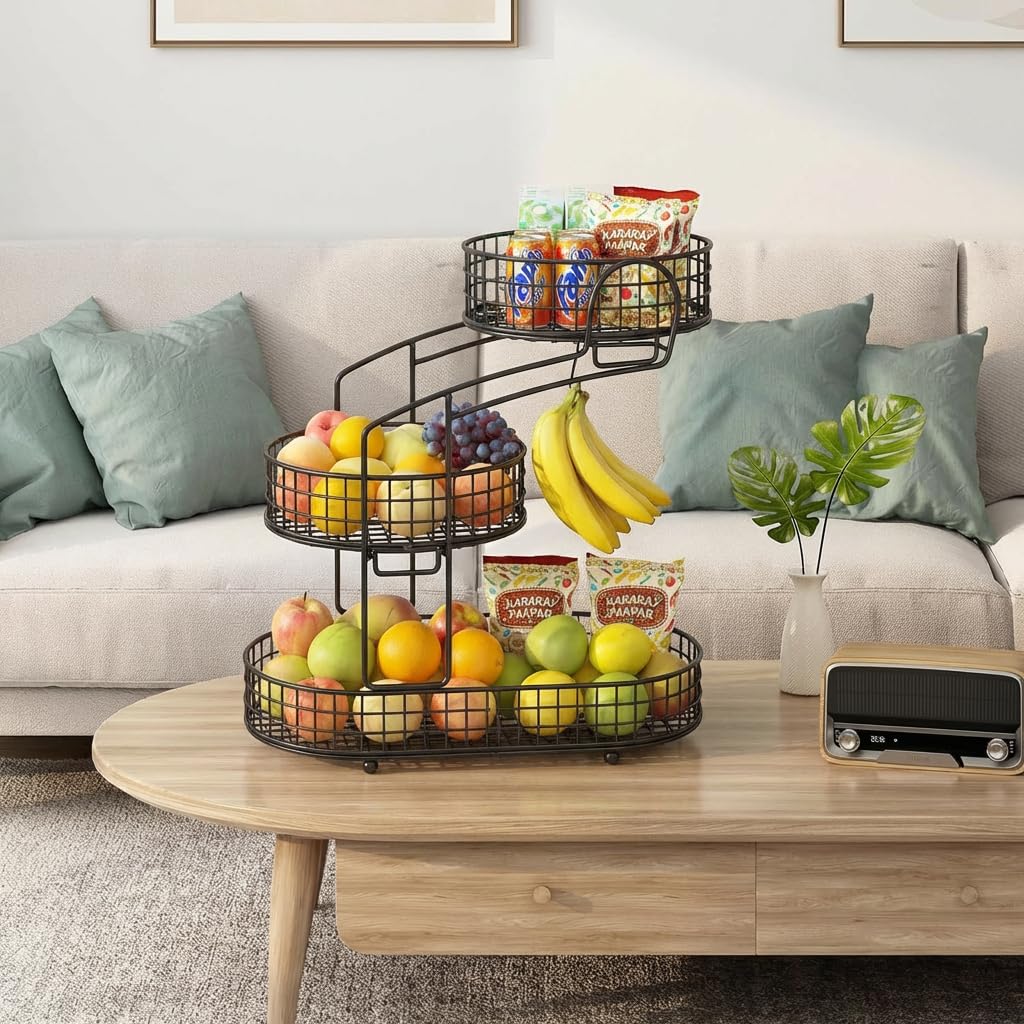 3-Tier Metal Fruit Basket Vegetable Storage Basket T372