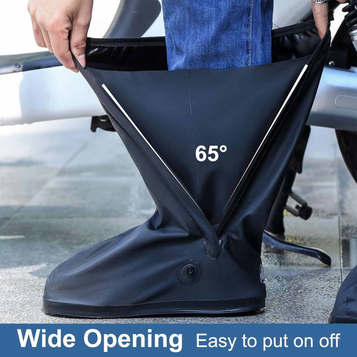 Waterproof Reusable Foldable Shoe Covers with Zipper Z499
