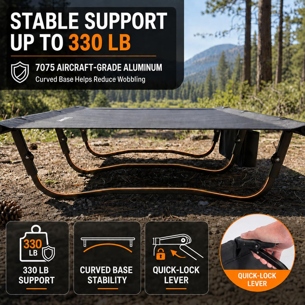 Portable Camping Cot with Pillow Pocket R16449