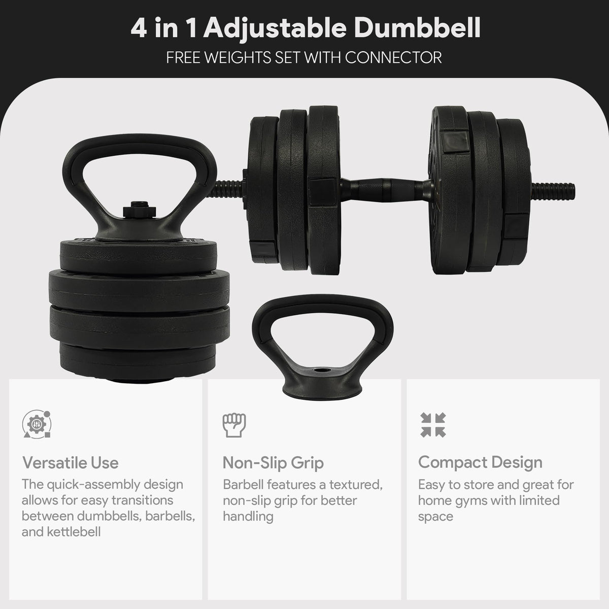 Adjustable Dumbbell Set 60 Lbs Black N638023