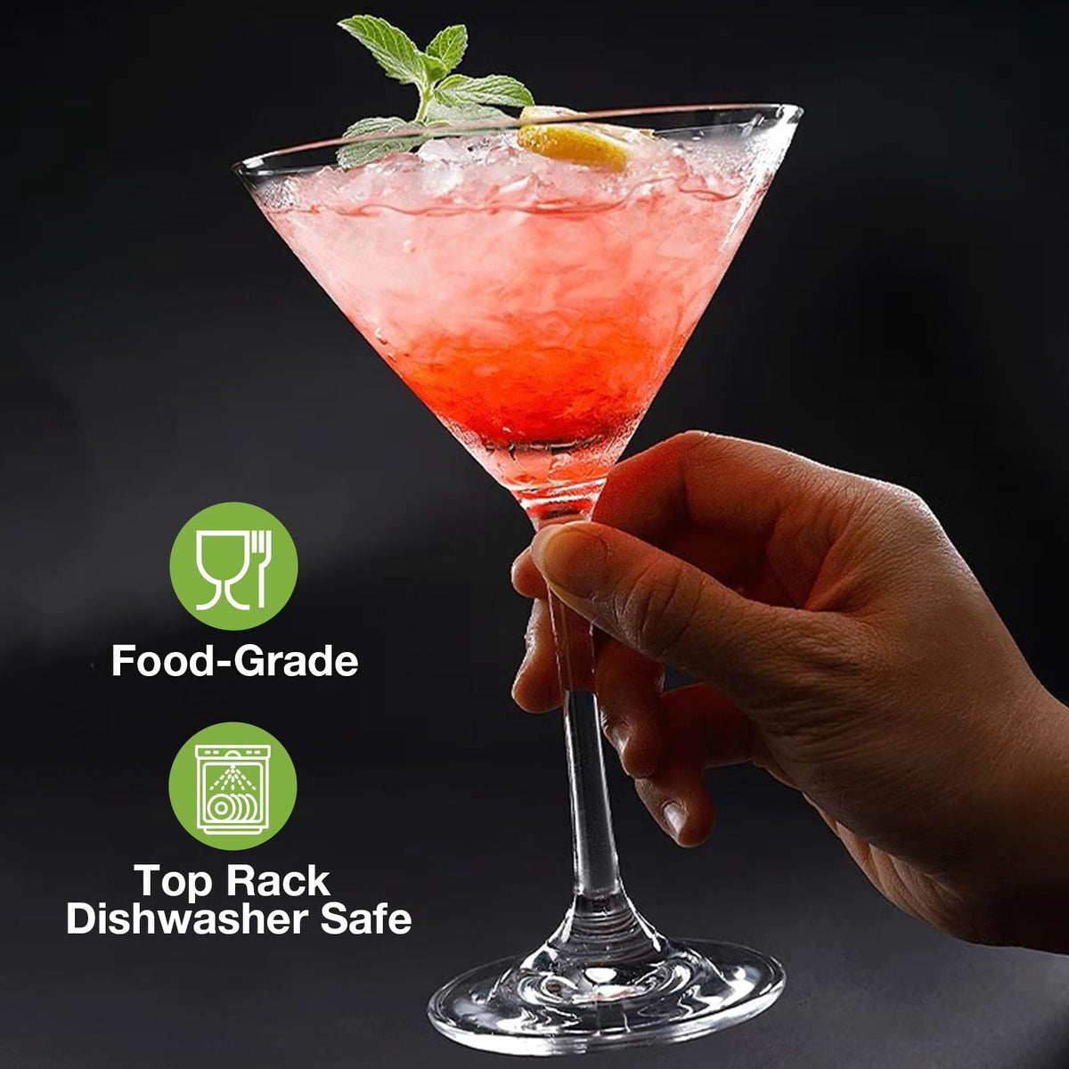 Clear 10 oz Plastic Martini Glasses Set of 6 D4902