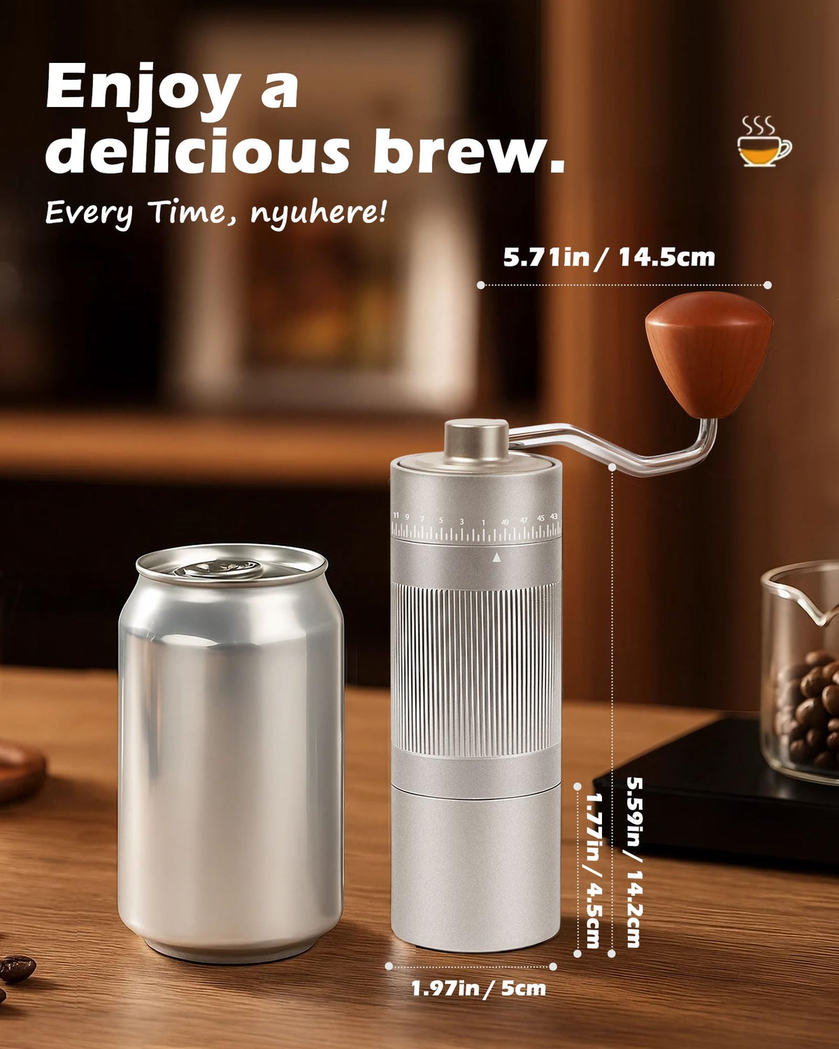 Manual Stainless Steel Conical Burr Coffee Grinder N50897
