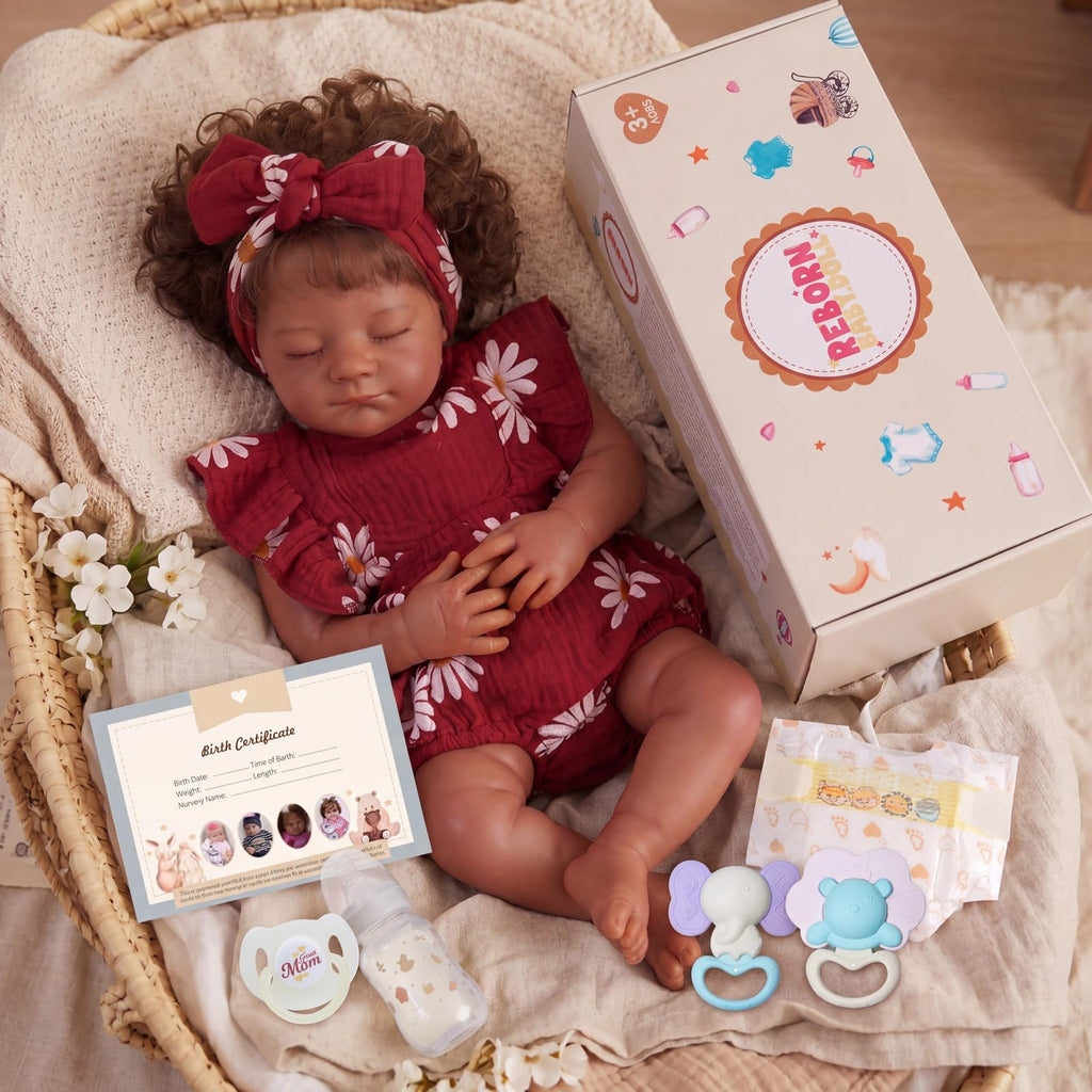 20 Inch Reborn Baby Dolls Black Girl with Accessories Set P958