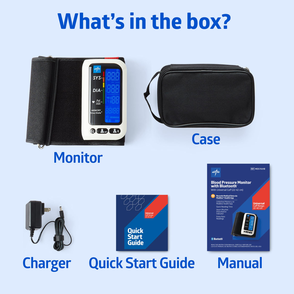 Bluetooth Blood Pressure Monitor with Upper Arm Cuff and Carrying Case K858471