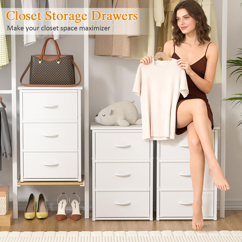 White 3 Drawer Stackable Storage Drawers L1848