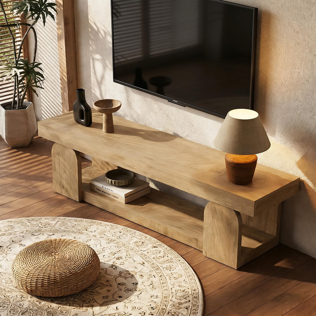 63" Wood TV Stand with Open Storage Shelf R595667