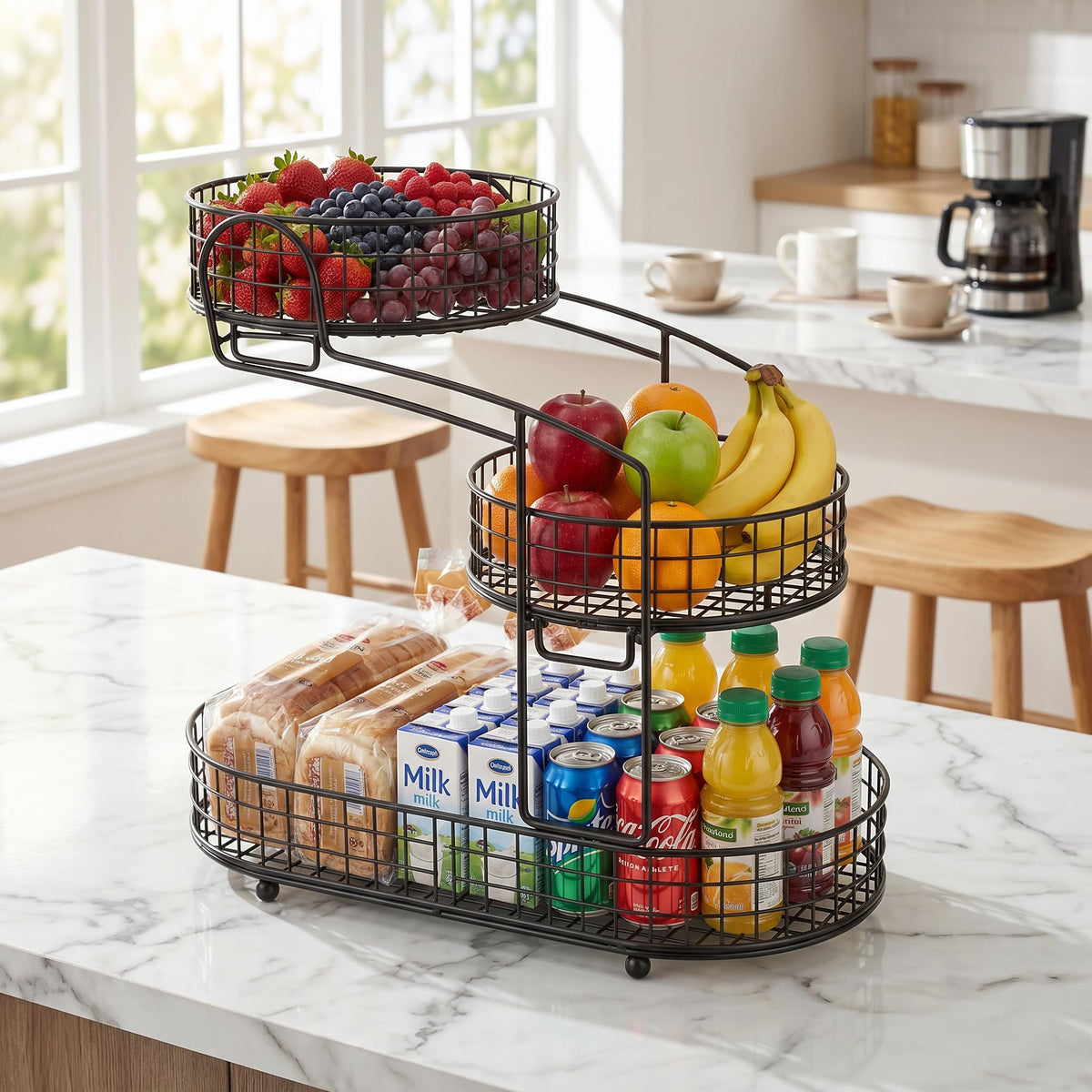 3-Tier Metal Fruit Basket Vegetable Storage Basket T372