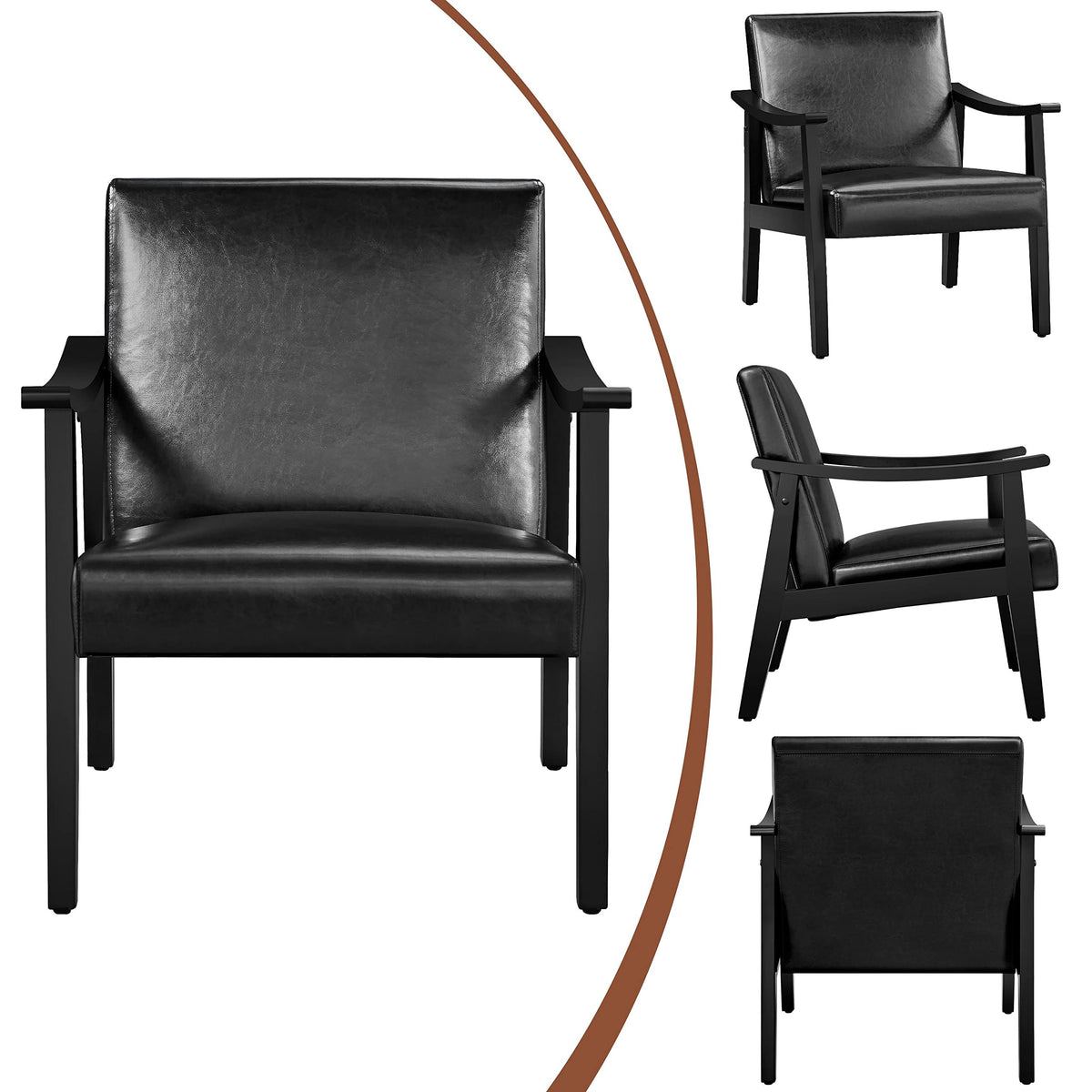 Black Faux Leather Accent Chairs J972120