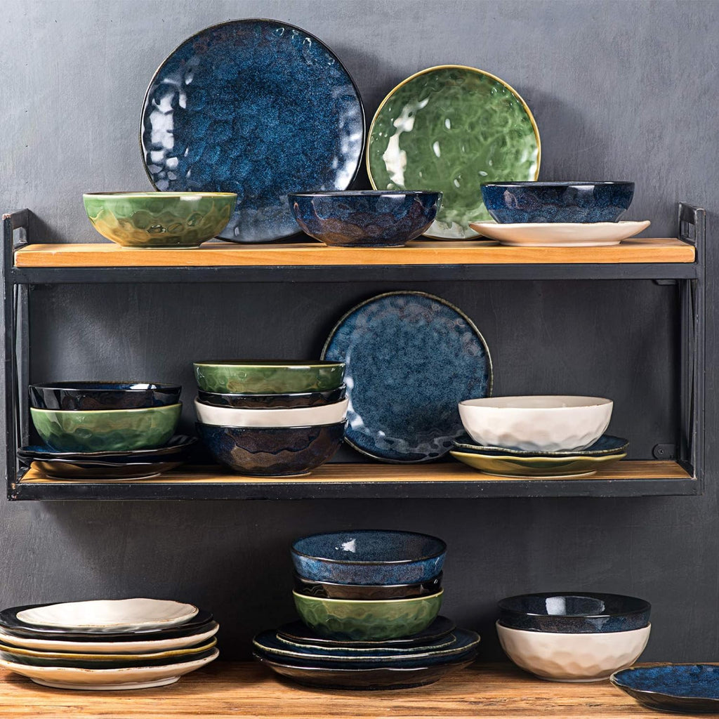 Ceramic Salad Bowls Set, 32 Ounce, Set of 4, Blue X36192