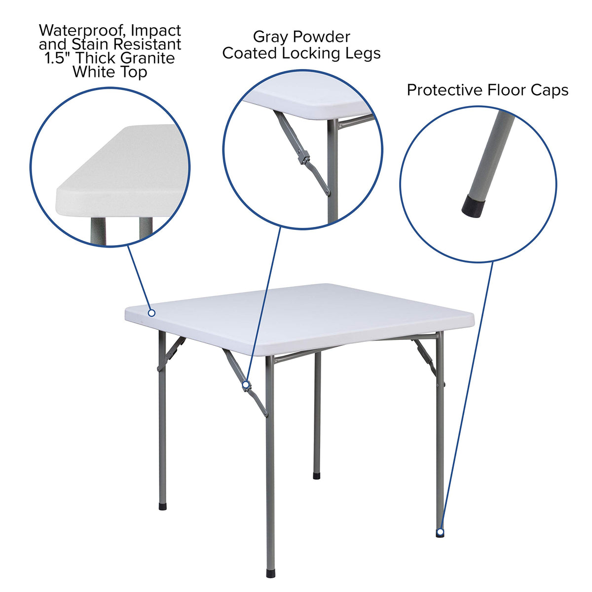 Square Granite White Plastic Game Table K913