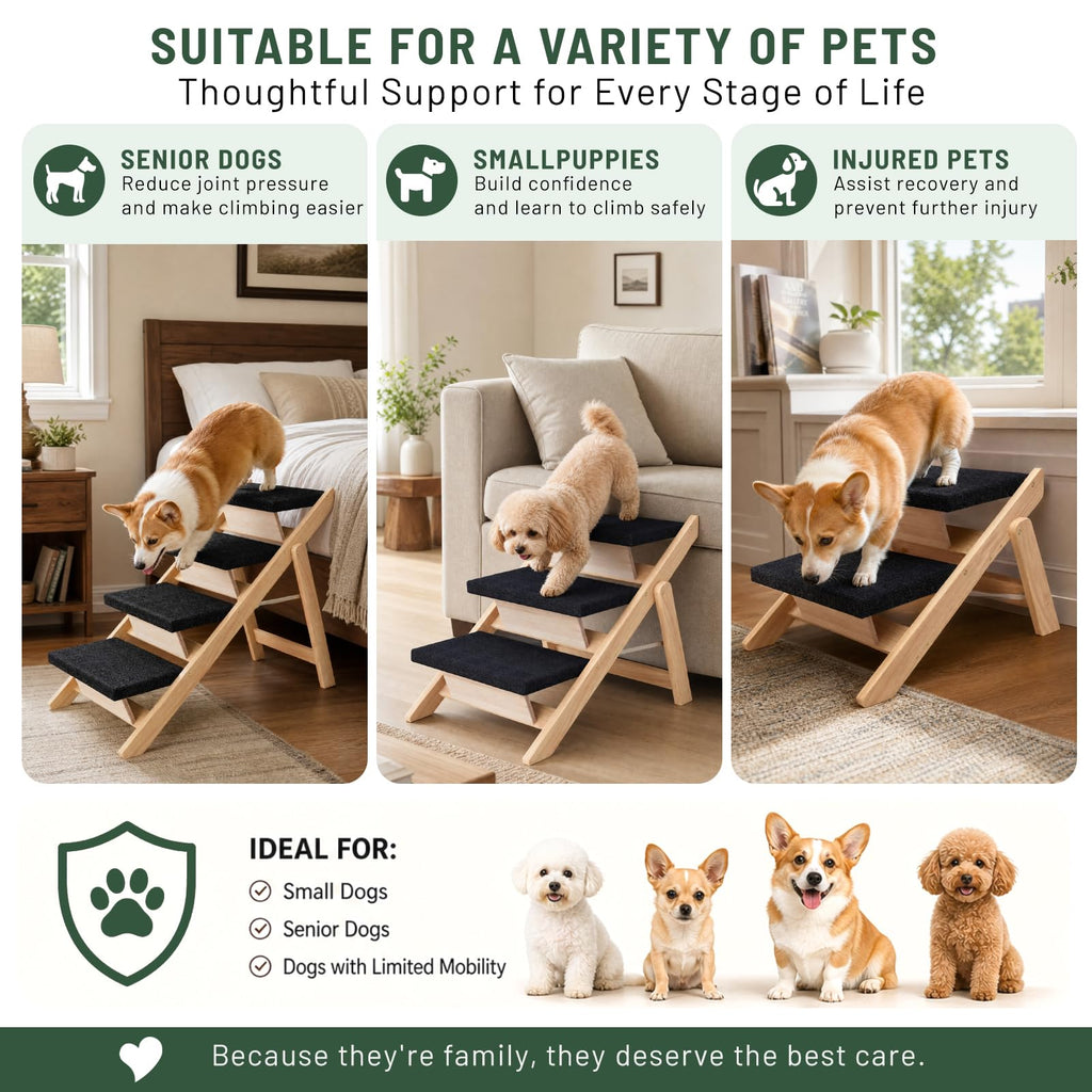 Wooden 2-in-1 Foldable Pet Stairs & Ramp Z869