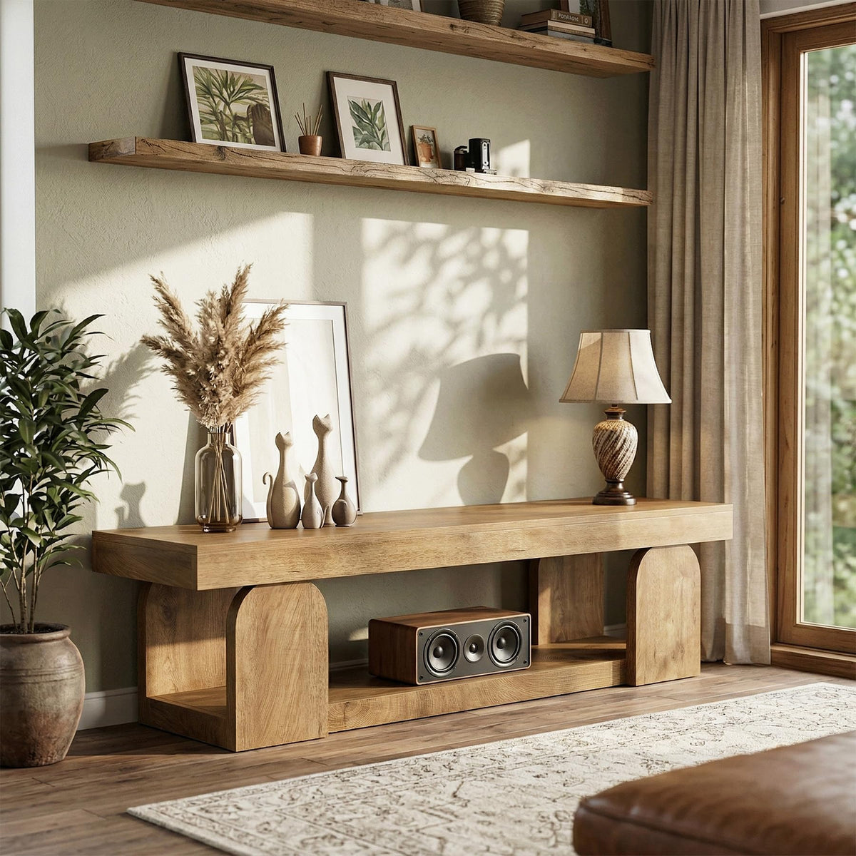 63" Wood TV Stand with Open Storage Shelf R595667