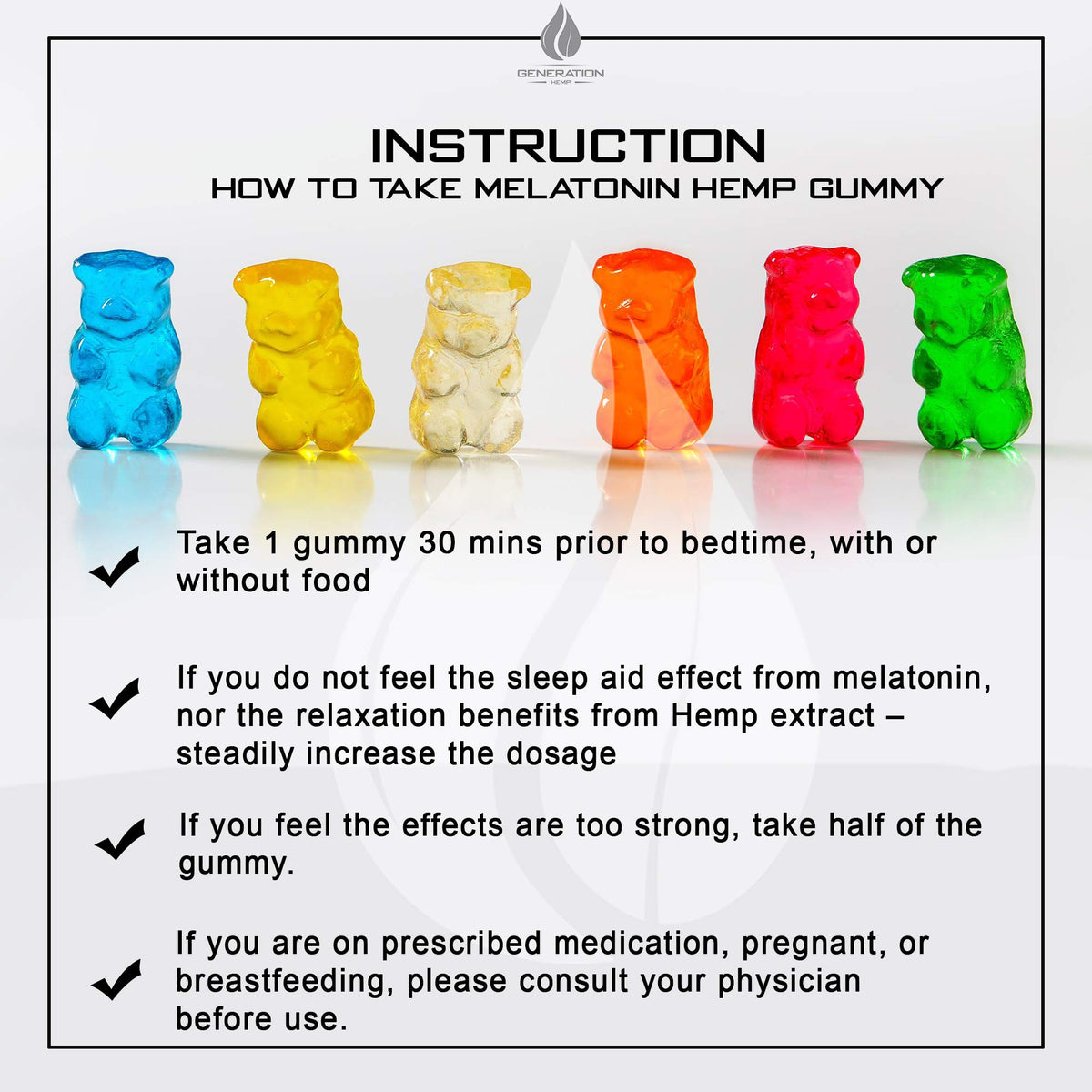 Melatonin Hemp Gummies 5mg 25mg 60 Servings H381