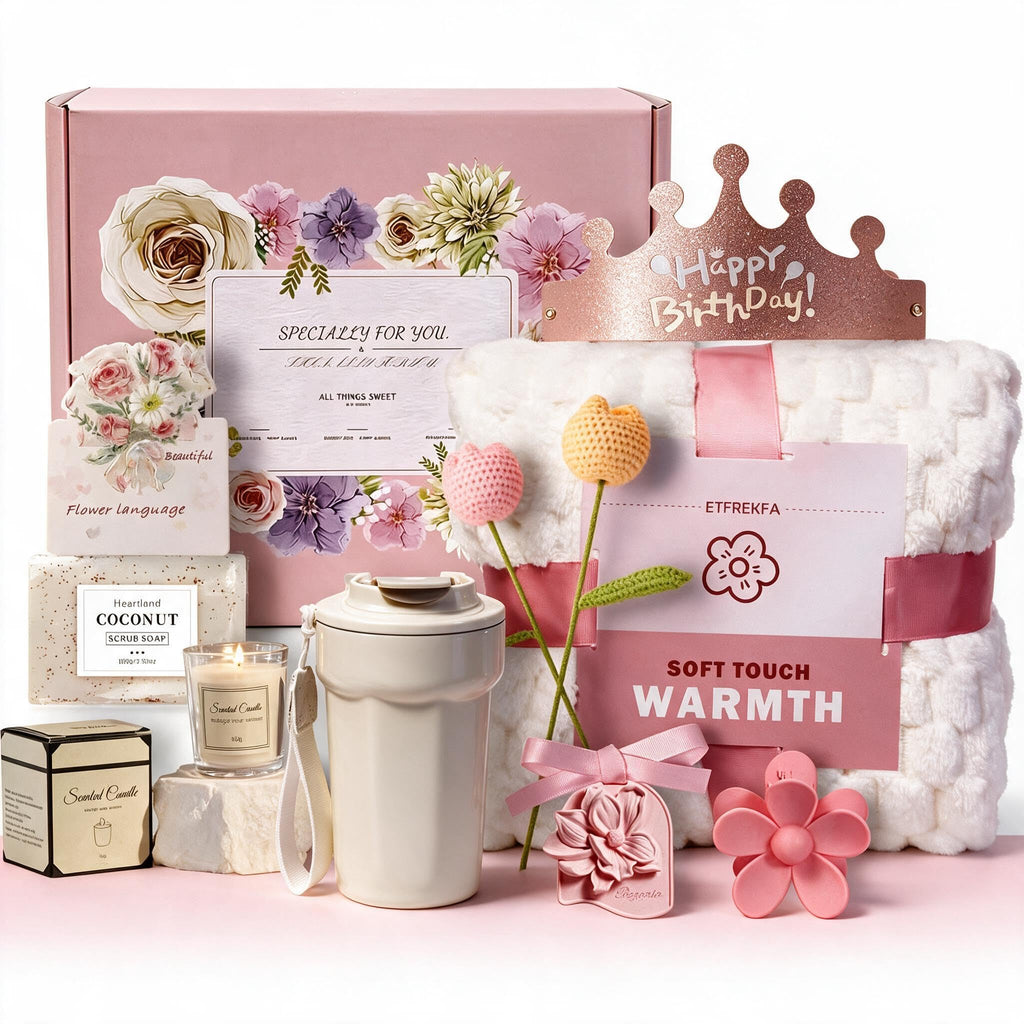 10 Pc Birthday Gift Basket Set with Blanket K60425