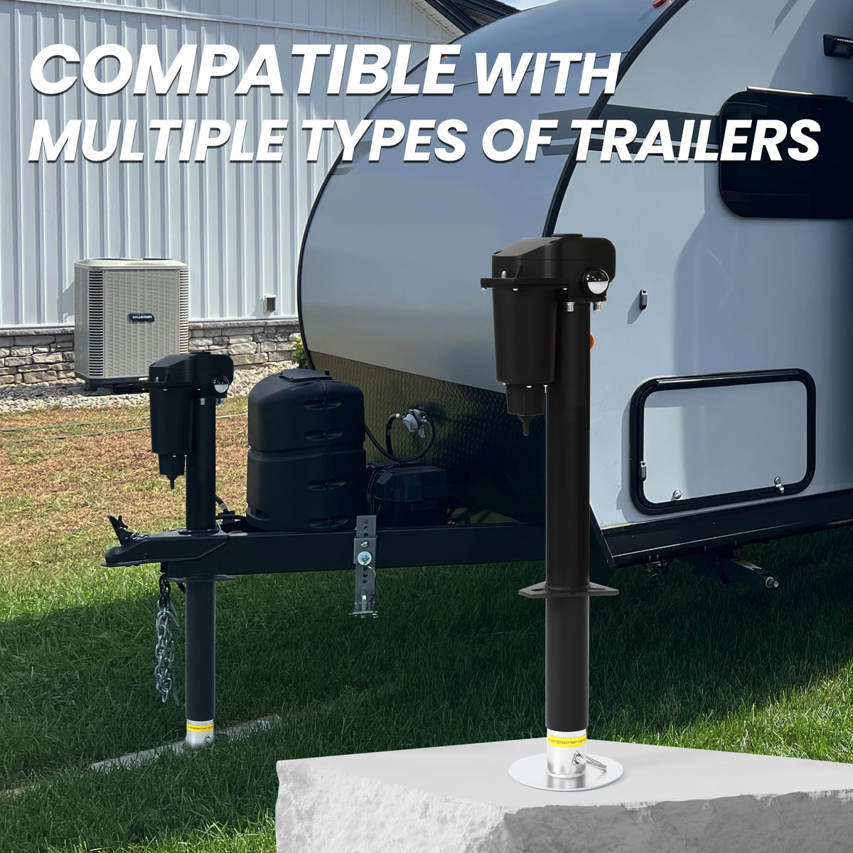 12V 3500lb Electric Tongue Jack with Drop Foot & LED Light S52426