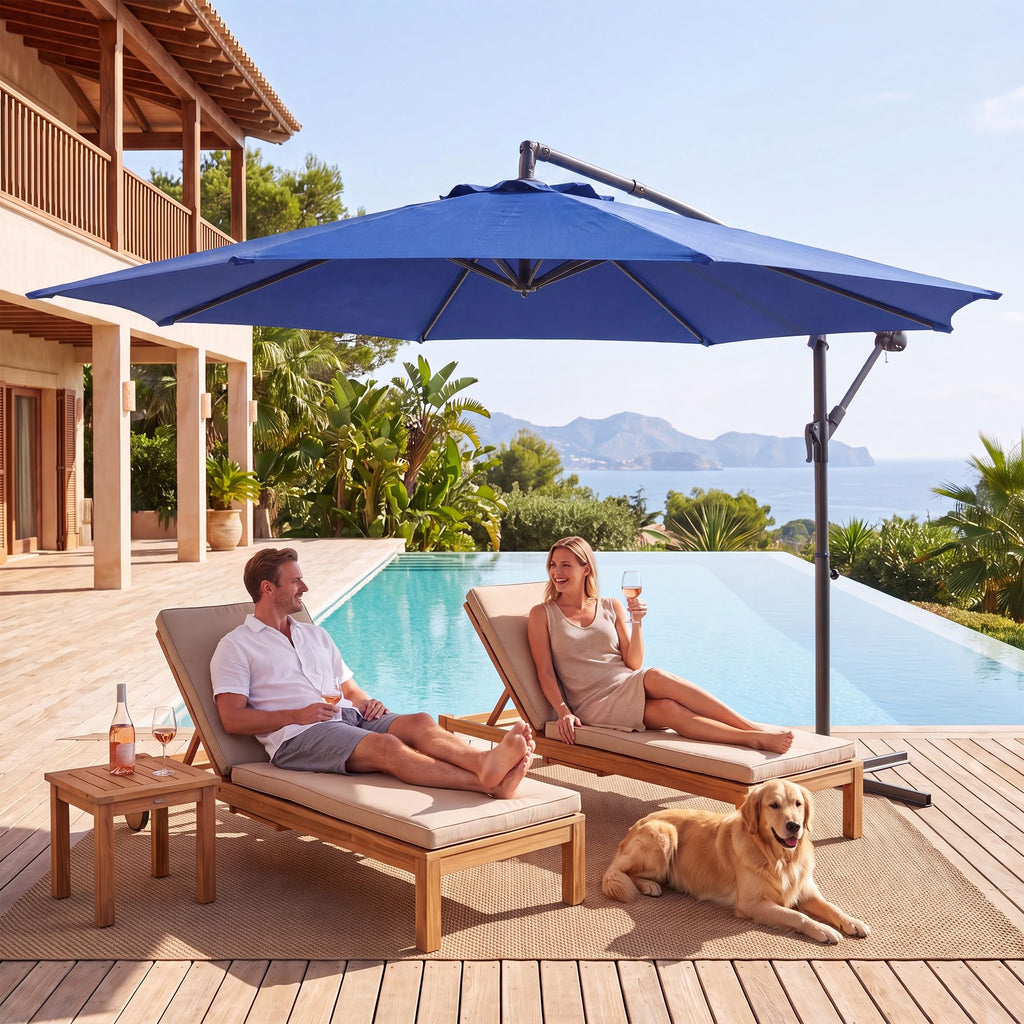 10ft Navy Blue Offset Cantilever Patio Umbrella Z5259