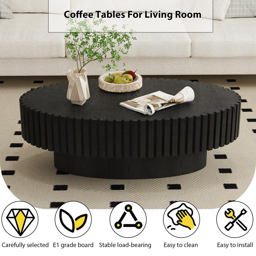 Black Oval Fluted Coffee Table Y2581