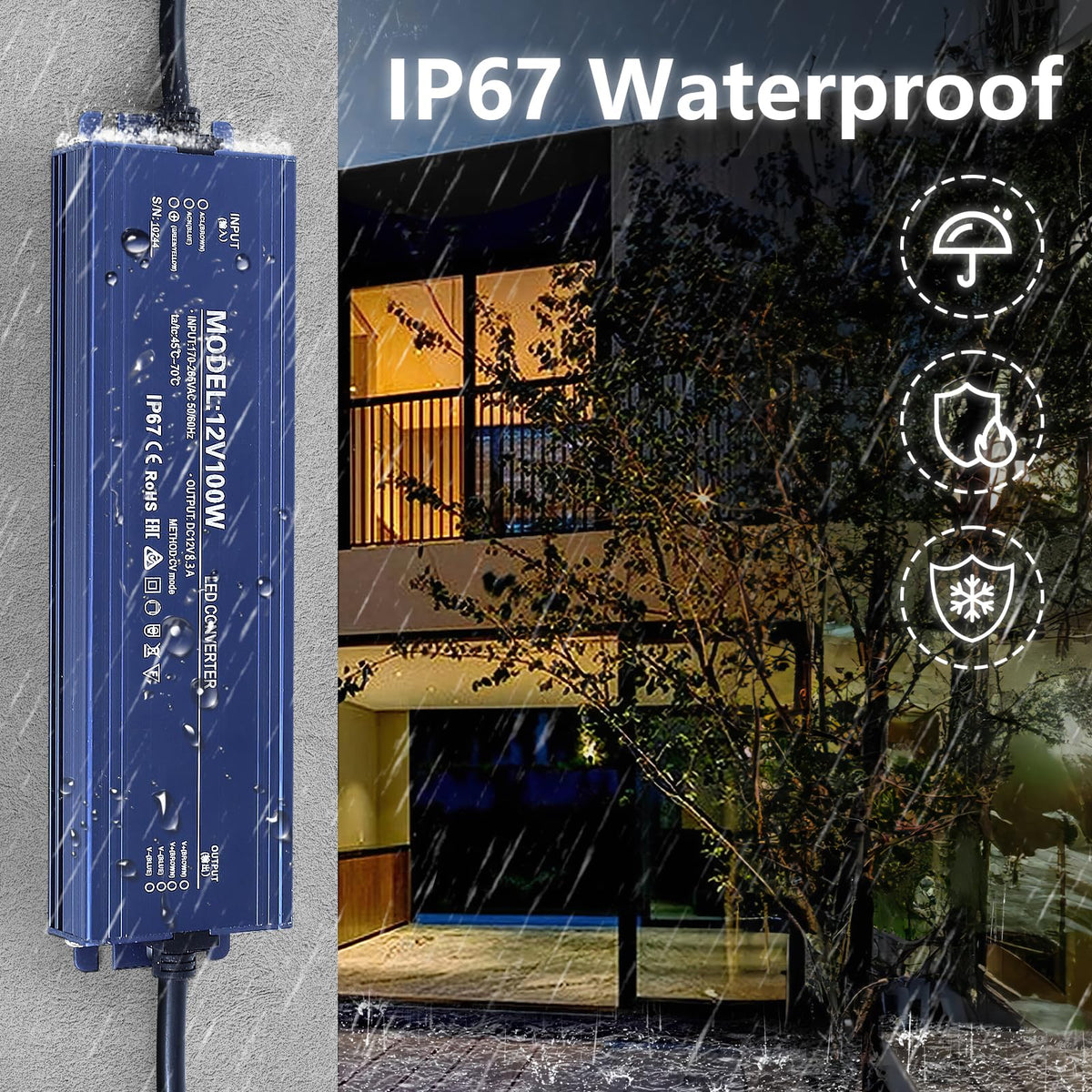 Waterproof IP67 12V 200W Ultra Slim LED Driver Transformer R786