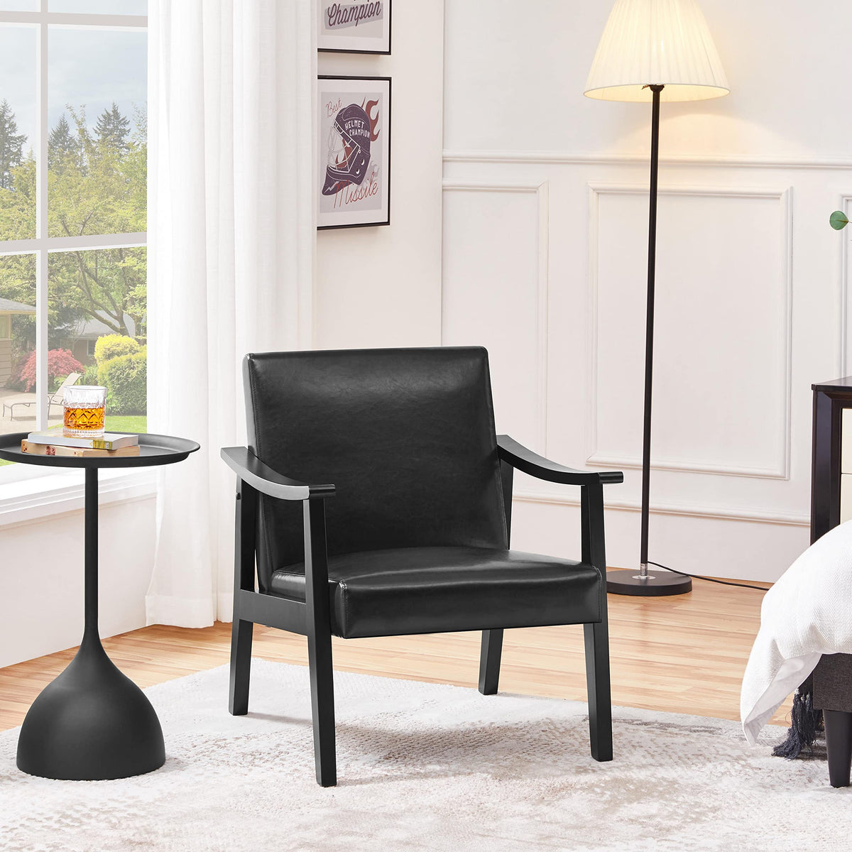 Black Faux Leather Accent Chairs J972120