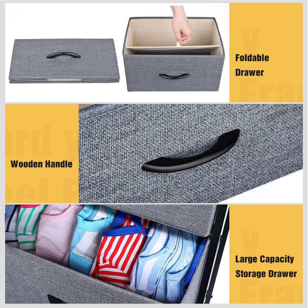 Black Grey 4 Drawer Fabric Storage Dresser W622984