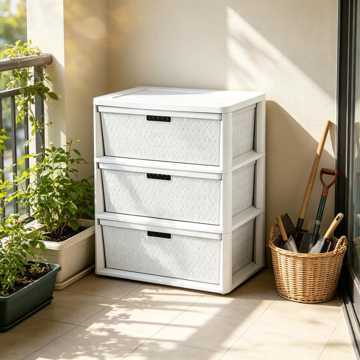 White 3 Drawer Storage Tower Y5014