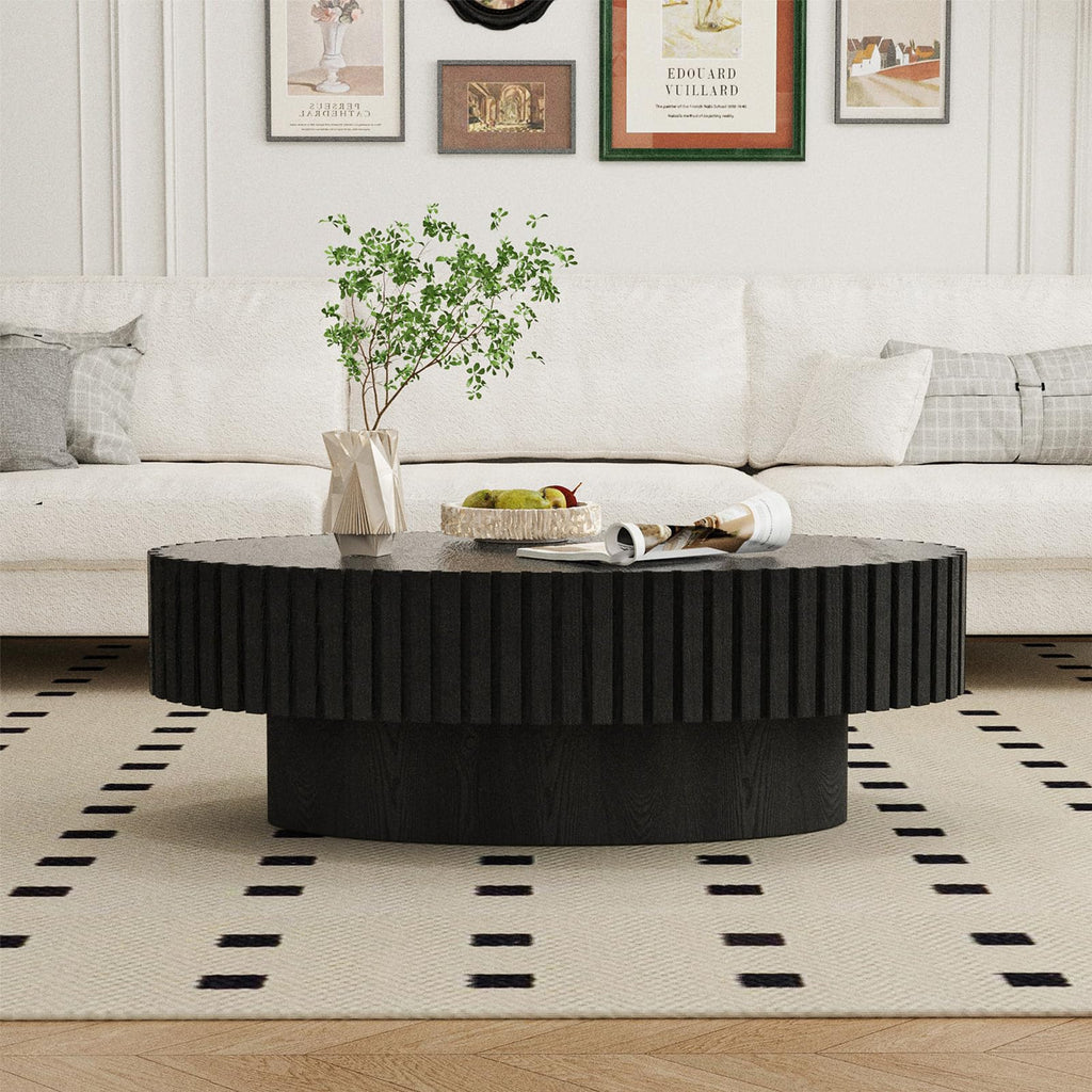 Black Oval Fluted Coffee Table Y2581