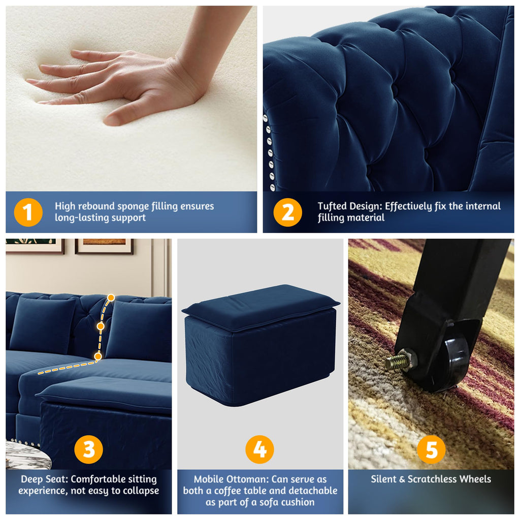 Blue Velvet King Size Sleeper Sofa P7081