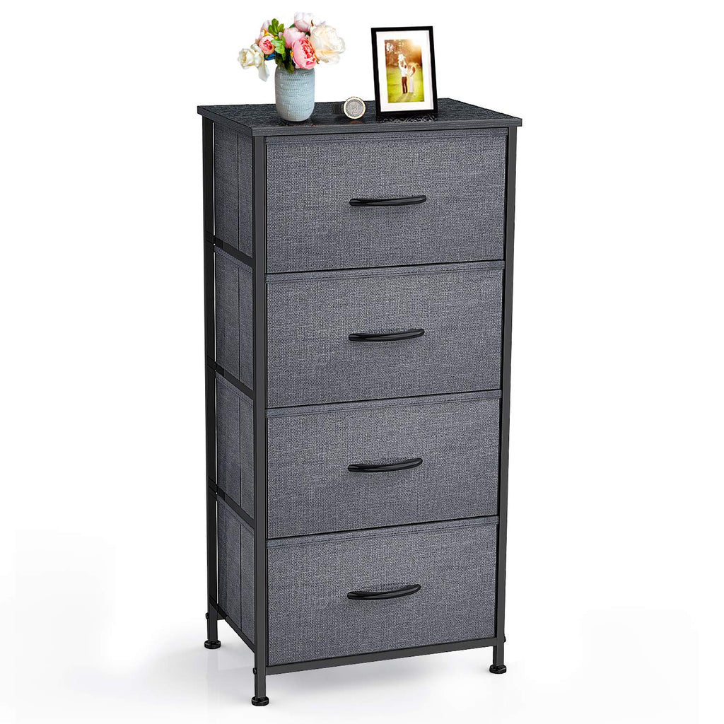 Black Grey 4 Drawer Fabric Storage Dresser W622984