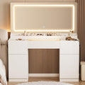 44" Pure White Vanity Desk with Mirror and Lights H533008